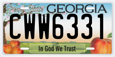 GA license plate CWW6331