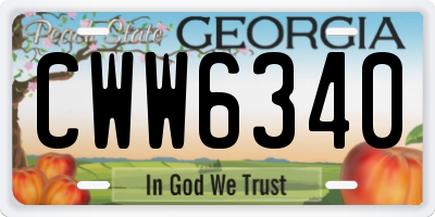 GA license plate CWW6340