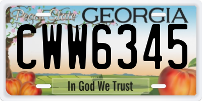 GA license plate CWW6345