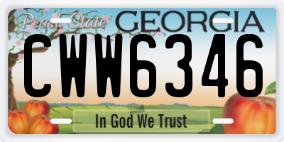 GA license plate CWW6346