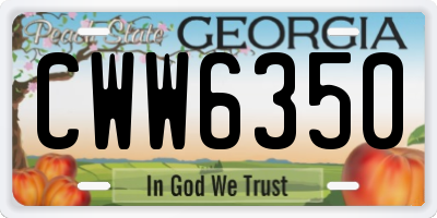 GA license plate CWW6350