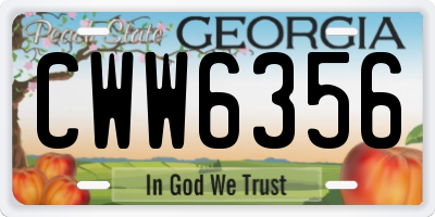 GA license plate CWW6356