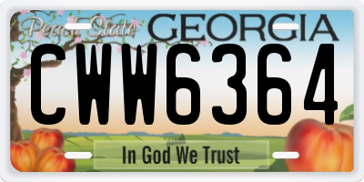 GA license plate CWW6364