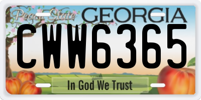 GA license plate CWW6365