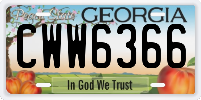 GA license plate CWW6366