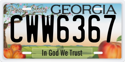 GA license plate CWW6367