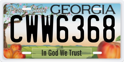 GA license plate CWW6368