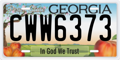 GA license plate CWW6373