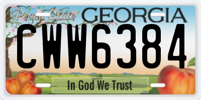GA license plate CWW6384