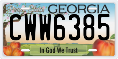GA license plate CWW6385
