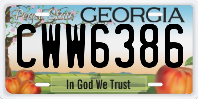 GA license plate CWW6386