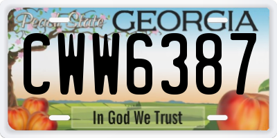 GA license plate CWW6387
