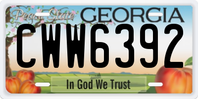 GA license plate CWW6392