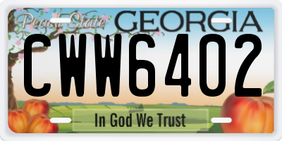 GA license plate CWW6402