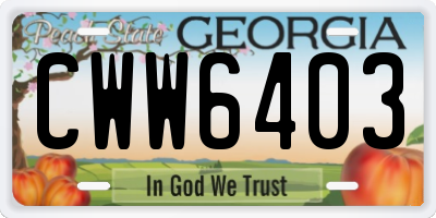 GA license plate CWW6403