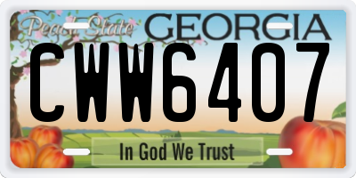 GA license plate CWW6407