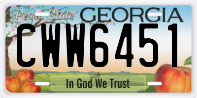 GA license plate CWW6451