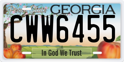 GA license plate CWW6455