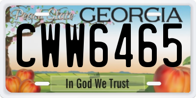 GA license plate CWW6465