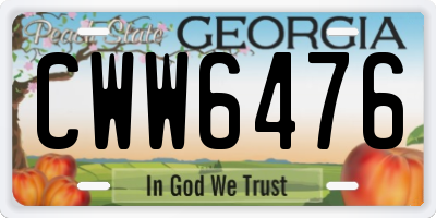 GA license plate CWW6476