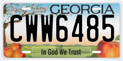 GA license plate CWW6485
