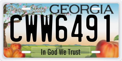 GA license plate CWW6491