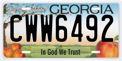 GA license plate CWW6492