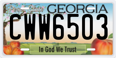 GA license plate CWW6503