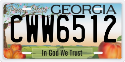 GA license plate CWW6512