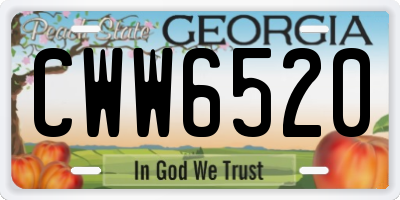 GA license plate CWW6520