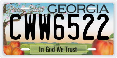 GA license plate CWW6522