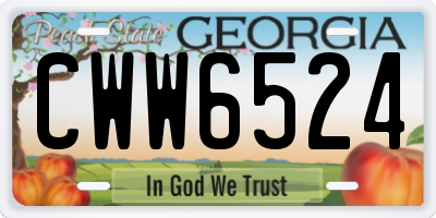GA license plate CWW6524