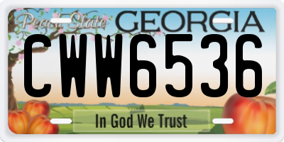 GA license plate CWW6536