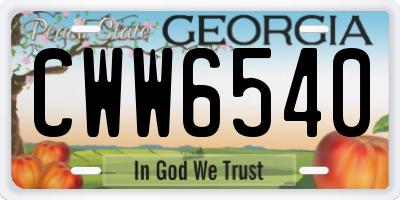 GA license plate CWW6540