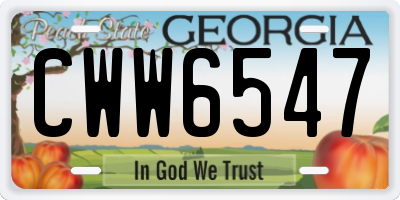 GA license plate CWW6547
