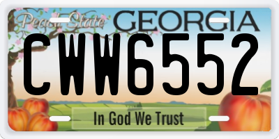 GA license plate CWW6552