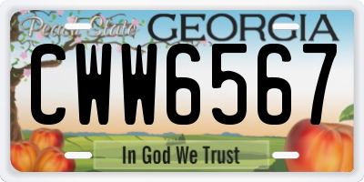 GA license plate CWW6567