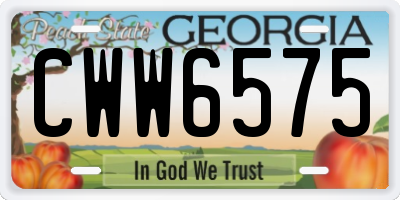 GA license plate CWW6575