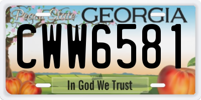 GA license plate CWW6581