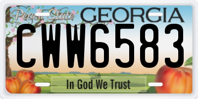 GA license plate CWW6583