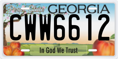 GA license plate CWW6612