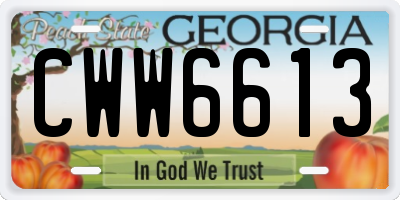 GA license plate CWW6613