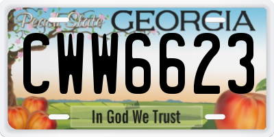 GA license plate CWW6623