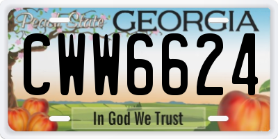 GA license plate CWW6624