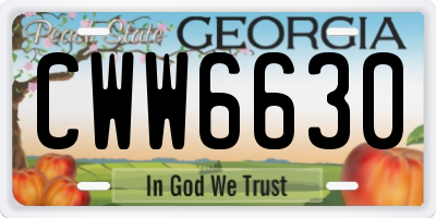 GA license plate CWW6630