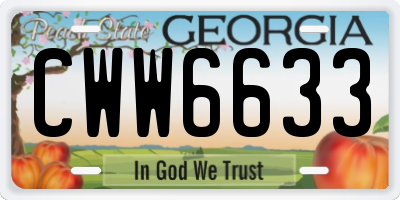 GA license plate CWW6633