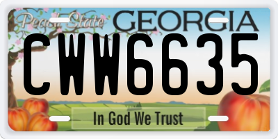 GA license plate CWW6635