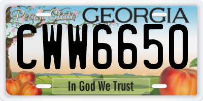 GA license plate CWW6650