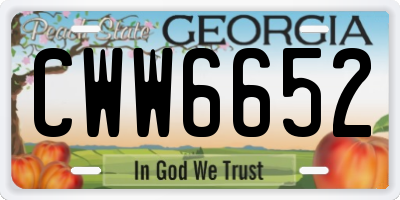 GA license plate CWW6652