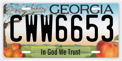 GA license plate CWW6653